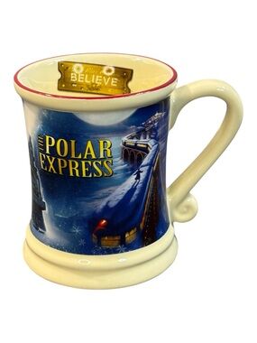 The Polar Express Raised 3D "BELIEVE Ticket Inside" Mug Coffee Cup Christmas